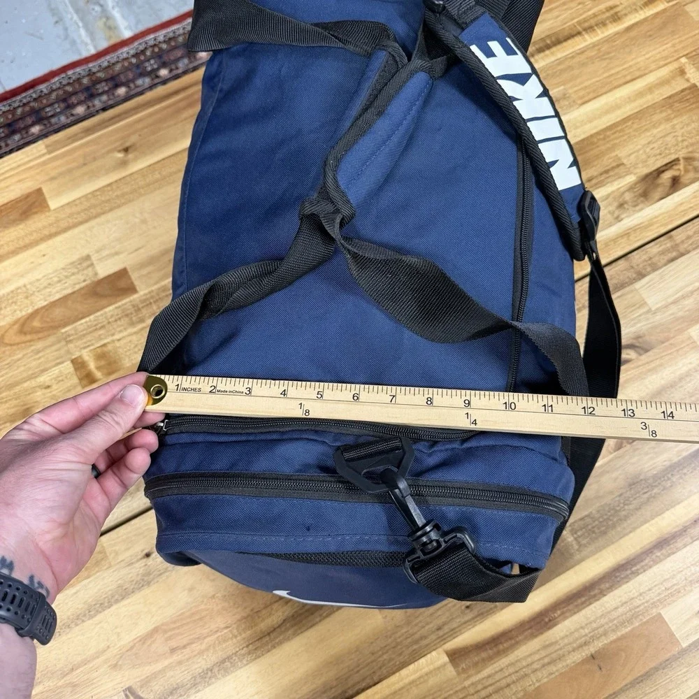 NIKE Blue Duffel Bag with Swoosh Logo Gym Travel Sports Long Strap